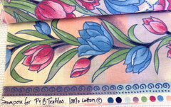 5 Pieces Vintage Quilting Fabric Assorted Patterns Tulips, Purses, Flowers NEW!