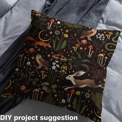 Castle Fairy Cartoon Mushroom Fabric By The Yard Cute Rabbit Owl Wild Animals
