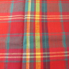 Cotton Fabric Plaid Block Square Stripe Red Green Yellow 2 1″ x 44