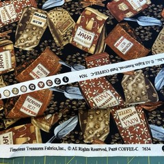 Coffee Java Bean Bags Scooper Tossed Timeless Treasures 2.2 Yards