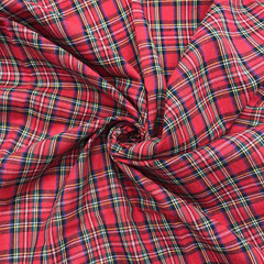 Red Tartan Plaid Fabric 130GSM Cotton for Sewing Holiday Decor Homespun Rag