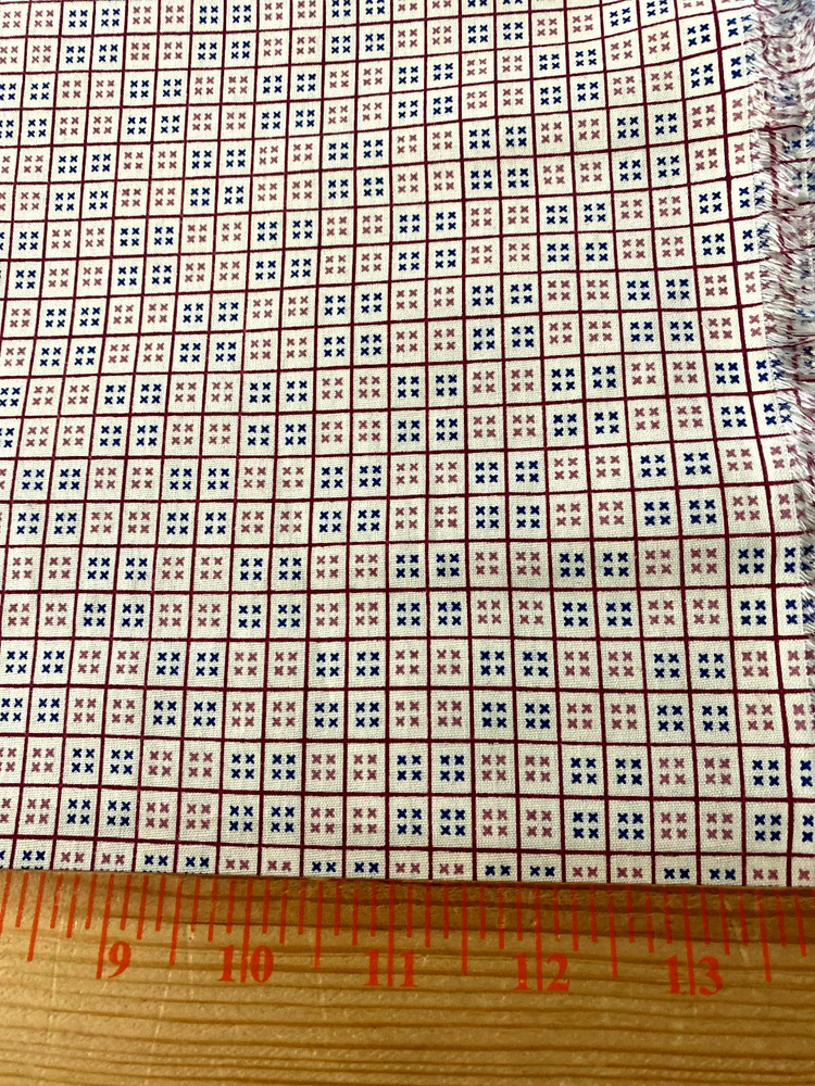 Vintage cotton fabric/Small check print with X pattern 1 yd plus 16″ x 45″