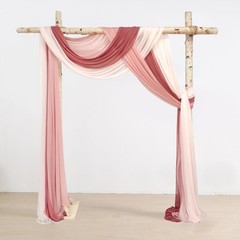 3 Panel Wedding Arch Draping Fabric Dusty Rose Chiffon Backdrop Curtain Sheer…