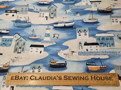 Sailors Rest BTY World Art Group P&B Textiles Buildings Fishing Village Boat