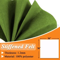 Moss Green Stiff Felt Fabric 36×36 Inch 1.2mm Thick Square Craft Sewing Art