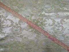 Vtg Brocade Damask Fabric Jacquard 1 Yd 30″ x 58″ Sage Green Silver Floral MCM