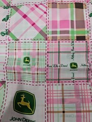 Lot of 4.25 Yards John Deere Madras Plaid Pink Cotton Fabric