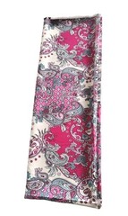 Ornate Italian Paisley Viscose Challis Fabric 60×80″ Pink Red Blue White 2.2 Yds