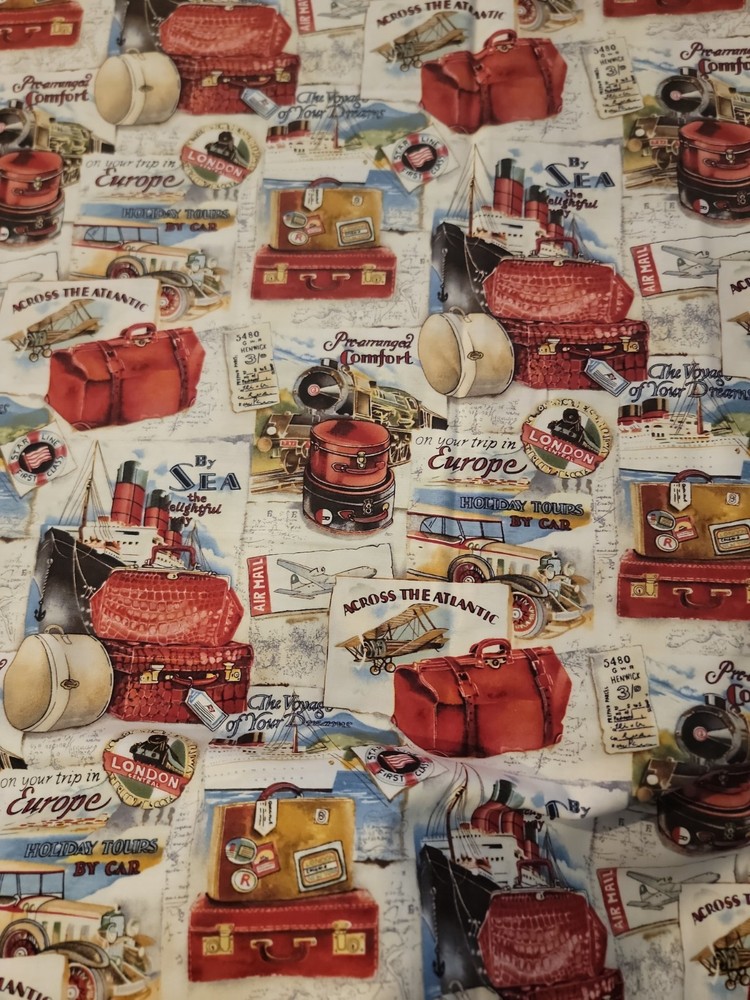 Cotton fabric #B27-ATA33-P01 travel, Brother Sister Design Studio 2008 1 yard