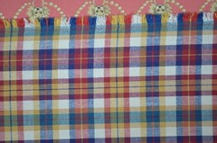 32 Yard Avail / Small Woven Plaid 100% Cotton Vintage Upholstery Fabric