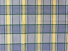 Vintage Waverly VALLEY PLAID LAKE Fabric Blue Yellow Cottagecore Preppy Classic