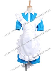 Black Butler Cosplay Ciel Blue Maid Dress Costume Shirt Shorts Apron Outfit