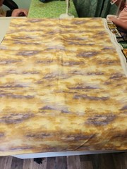 Bt YARD SKYLINE OMBRE Cream Purple Tan Sunrise Clouds Pastel 100% Cotton Fabric