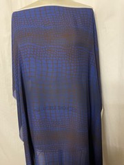 100% Silk Double Georgette Cobalt Blue Brown Gator Fabric 1 Yard 10″ Long 54″ W