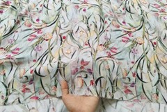 55” By Yards Mint Green Floral Viscose Fabric Soft Rayon Sewing Material