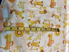 VTG `70`s Novelty Juvenile Farm Print Waffle Single Knit on White 62″x16″