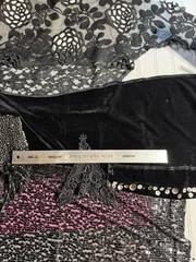 Remnant / Salvaged Vintage Material & Ephemera Pack. Black, Velvet, Sparkle Mix