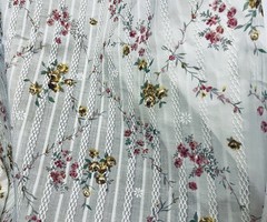 VTG Red Orange & Tan Florals on White DIMITY Embroidered Raised Threads BTFQ