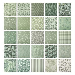 25 Pcs Sage Green Cotton Fabric Squares 10×10″ | Assorted Floral Prints, Quiltin