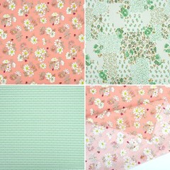 7-Piece Floral Printed Quilting Fabric Bundle, 100% Cotton Fat Quarters, 22″X22″