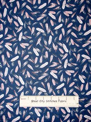 Owl Bird Feathers Toss Dark Blue Cotton Fabric QT #23598-N Silent Flight YARD