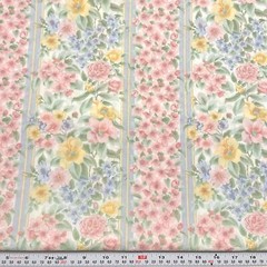 Daisy Kingdom Dogwood Stripe Floral Cotton Blend Fabric by the HALF YARD