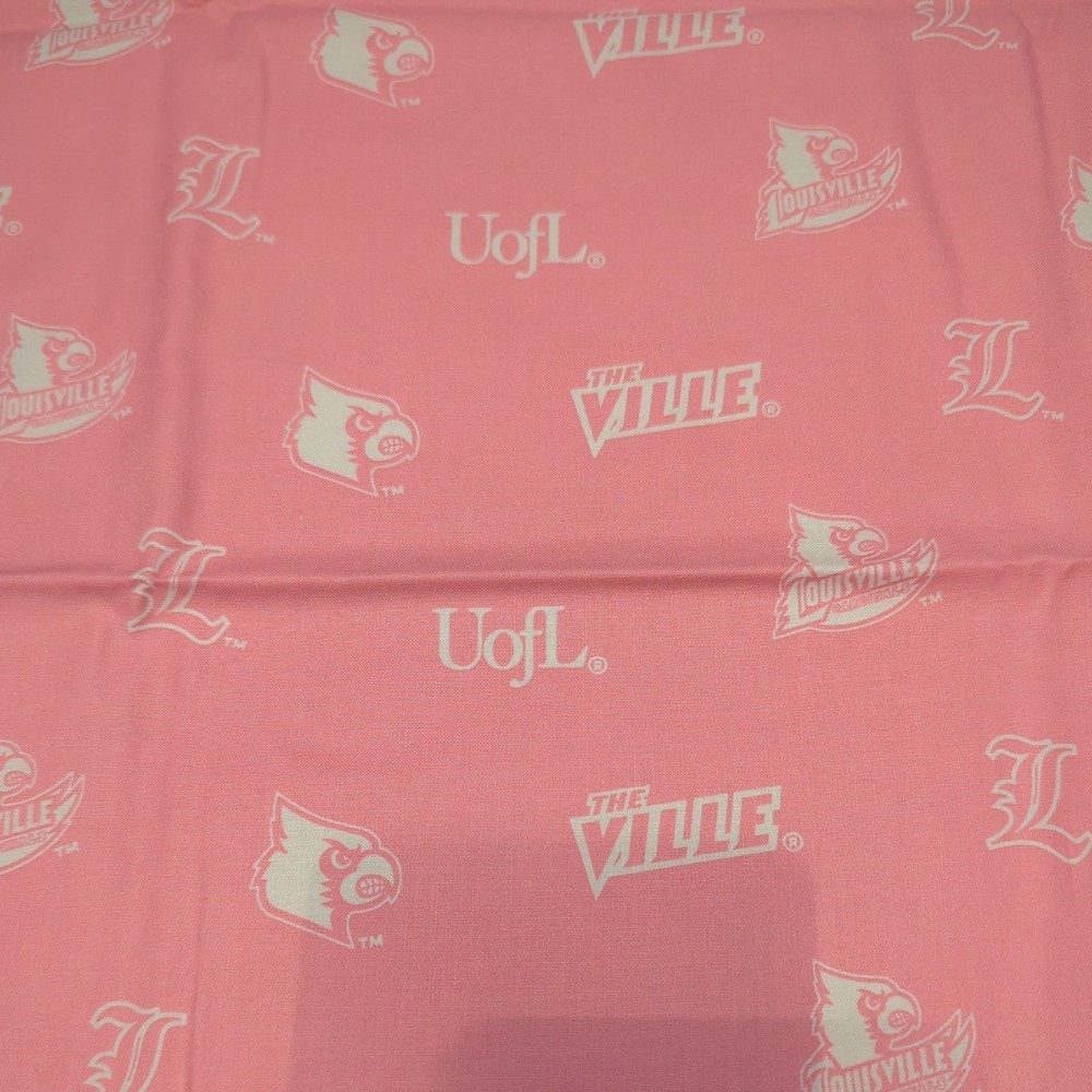 University of Louisville Cardinal pink fabric 1 and 1/4 yd
