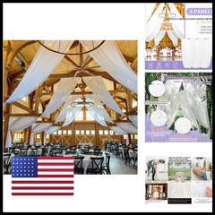 Teruntrue 6 Panel White Ceiling Drapes Wedding Cheesecloth Ceiling Drapes