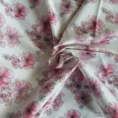 Romantic Pink Floral Cotton Sateen – Also in Blue! Soft! OEKO-TEX Certified!