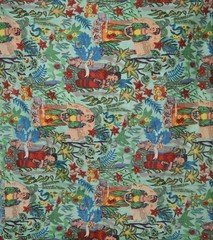 Indian Woman Floral Cotton 10 Yard Fabric Fabric Garden Mexico Queen Print
