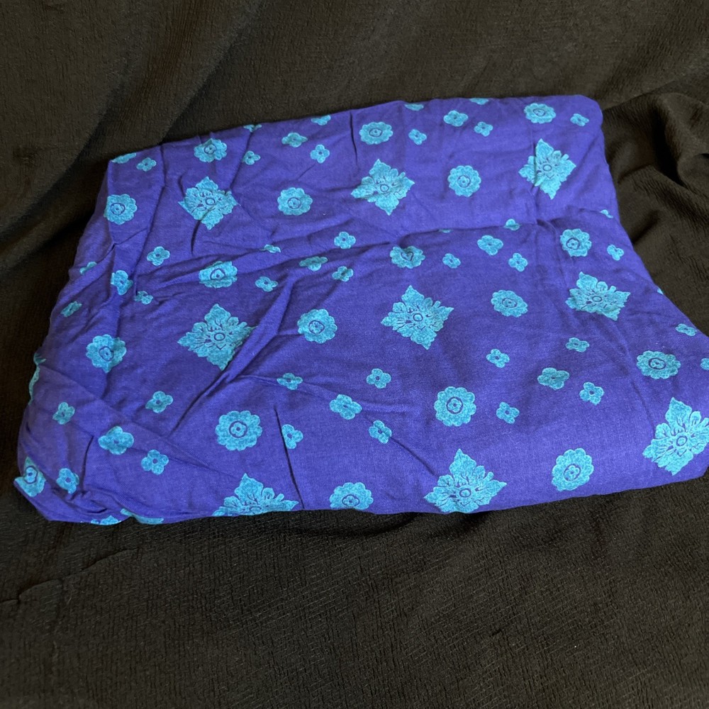 Vintage Fabric Cloth Piece Purple And Turquoise 16 Inches Wide X 96 Inches Long