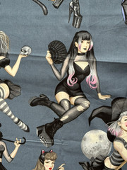 Alexander Henry Gorgeously Goth Dark Gray Fabric Sexy Ladies Cat Halloween Yard