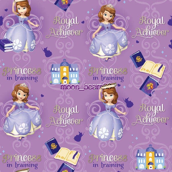 1 Yard 15 Inches Princess Sophia in Training Purple Cotton Fabric Royal Achiever