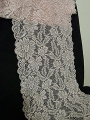 Italian Floral Pattern Nude Lace Fabric 16ft Soft Elastic Elegant Bridal Decor