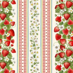 Timeless Treasures Strawberry Bouquet Cotton Fabric by the yard,1/2 yd