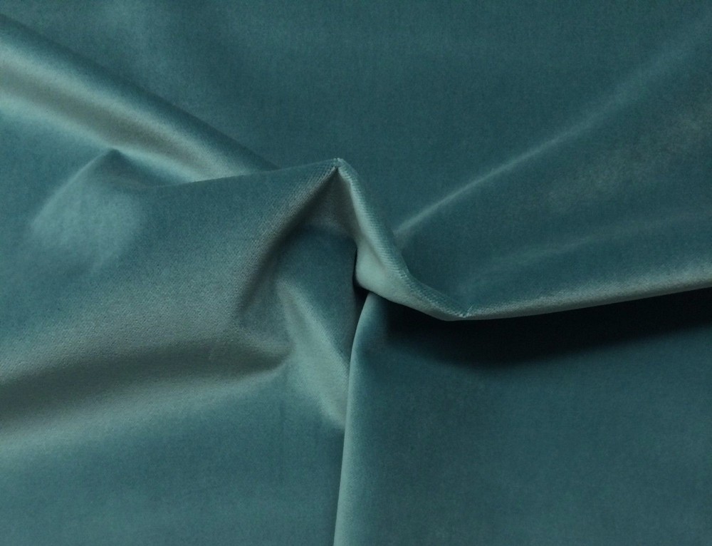 BALLARD DESIGNS QUEENS VELVET TEAL BLUE SOLID FURNITURE FABRIC 1 YARD 54″W