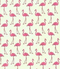 FAT QUARTER FABRIC PINK FLAMINGO BEACH DIVAS FLAMINGOS ON CREAM BIRD COTTON FQ