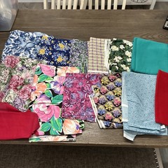 Lot Of Fabric. 12 Styles, 7 Lb Lot. Floral, Solid, & Plaid. NEW UNUSED Remnants