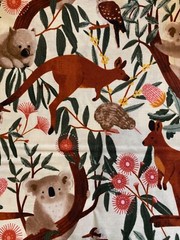 Fat Quarter Fabric 2 FQ bundle Koala kangaroo tree Australia 100% Cotton