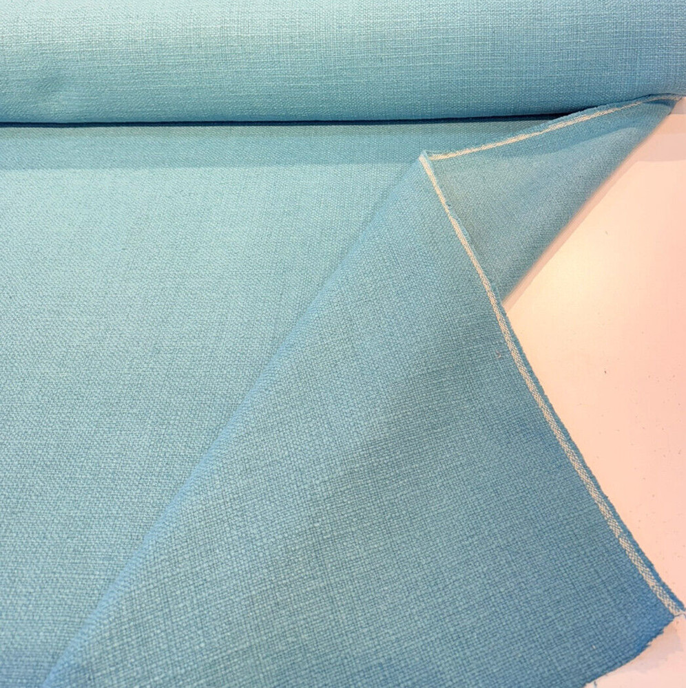 Protege Boca Raton Blue Linen Cotton Slub Texture Upholstery Fabric By the Yard