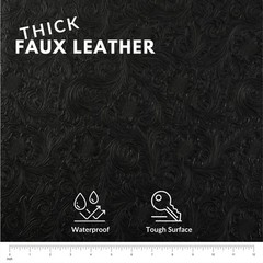 Tooled Faux Leather Western Cowboy, Floral Embossed 1 Yard (36″x54″), Black
