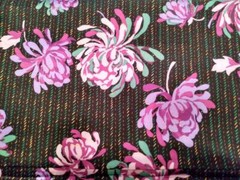 4 PANELS 36″ x 43″ SILK CHARMEUSE MULTI COLOR MUMS ON BLK ITALIAN DESIGNER PRINT