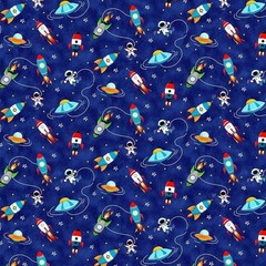 Spaceships Cotton Fabric Quilting Crafts Home Decor Tote Bags 44 Inches New