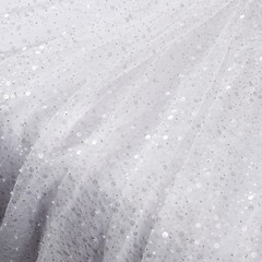 BENECREAT 63x39inch Glitter Tulle Fabric with Sequin and yard, Silver
