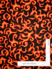 Fire Flame Firefighter Orange Flames Black Cotton Fabric Novelty By The Yard