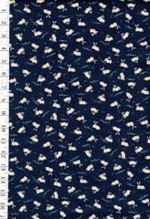 Japanese Novelty-Bunnies Over Waves-KW-3375-2A-Drk Navy-Indigo-By the Half Yard
