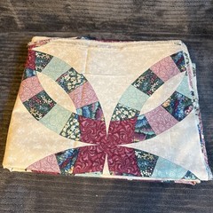 Cheater Quilt Fabric Wedding Ring 80s 90s VTG 84×44 Duvet Bedspread NEW Sewing