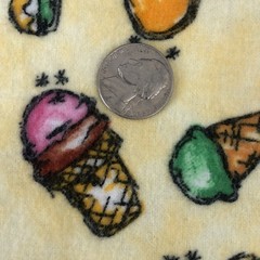 Vtg Ice Cream Flannel Fabric Leslie Beck Iceacream Springs Global 1yd + 10″ x 42