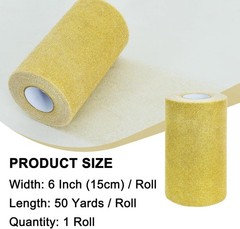 TONIFUL Gold Glitter Tulle Roll 6 Inch x 50 Yard 1 roll-50yd, gold