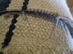 Tan Indigo KRAVET Organic stripe heavy upholstery Fabric BTyd Chenille Linen